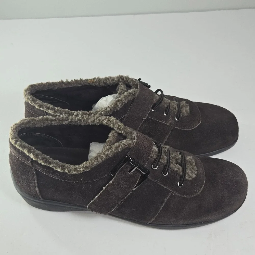Easy Spirit Esidris Brown Suede Faux Fur Lined Ankle Boots‎ Women Size 9.5M